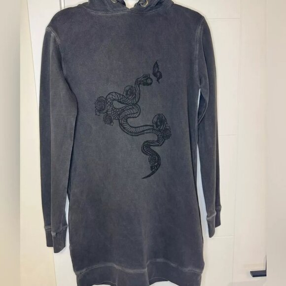 Zadig & Voltaire Sweatshirt Hoodie Dress XS Black Snake Whimsigoth Goth Grunge - Picture 6 of 8
